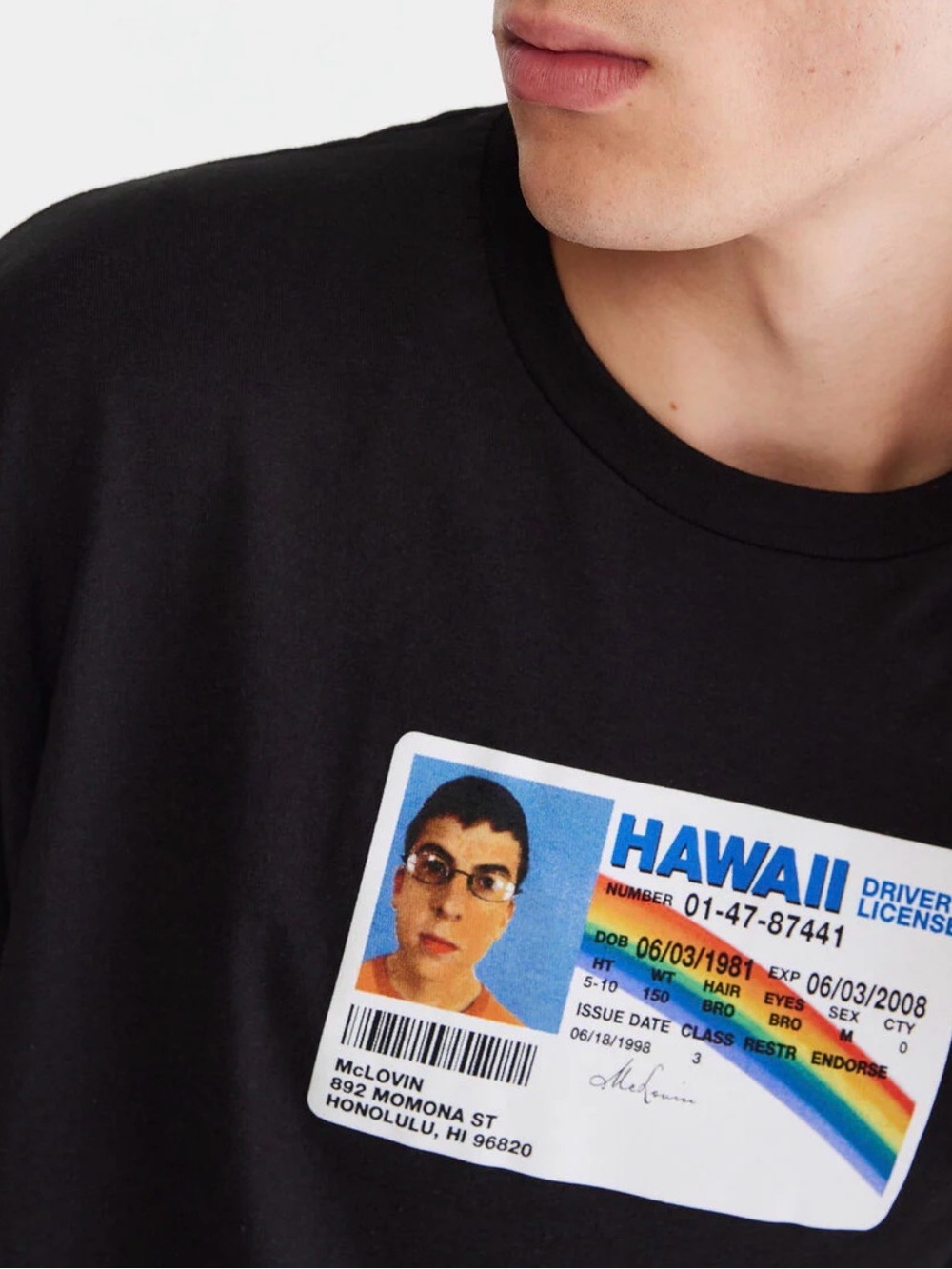NWT Superbad McLovin Hawaii License T-shirt